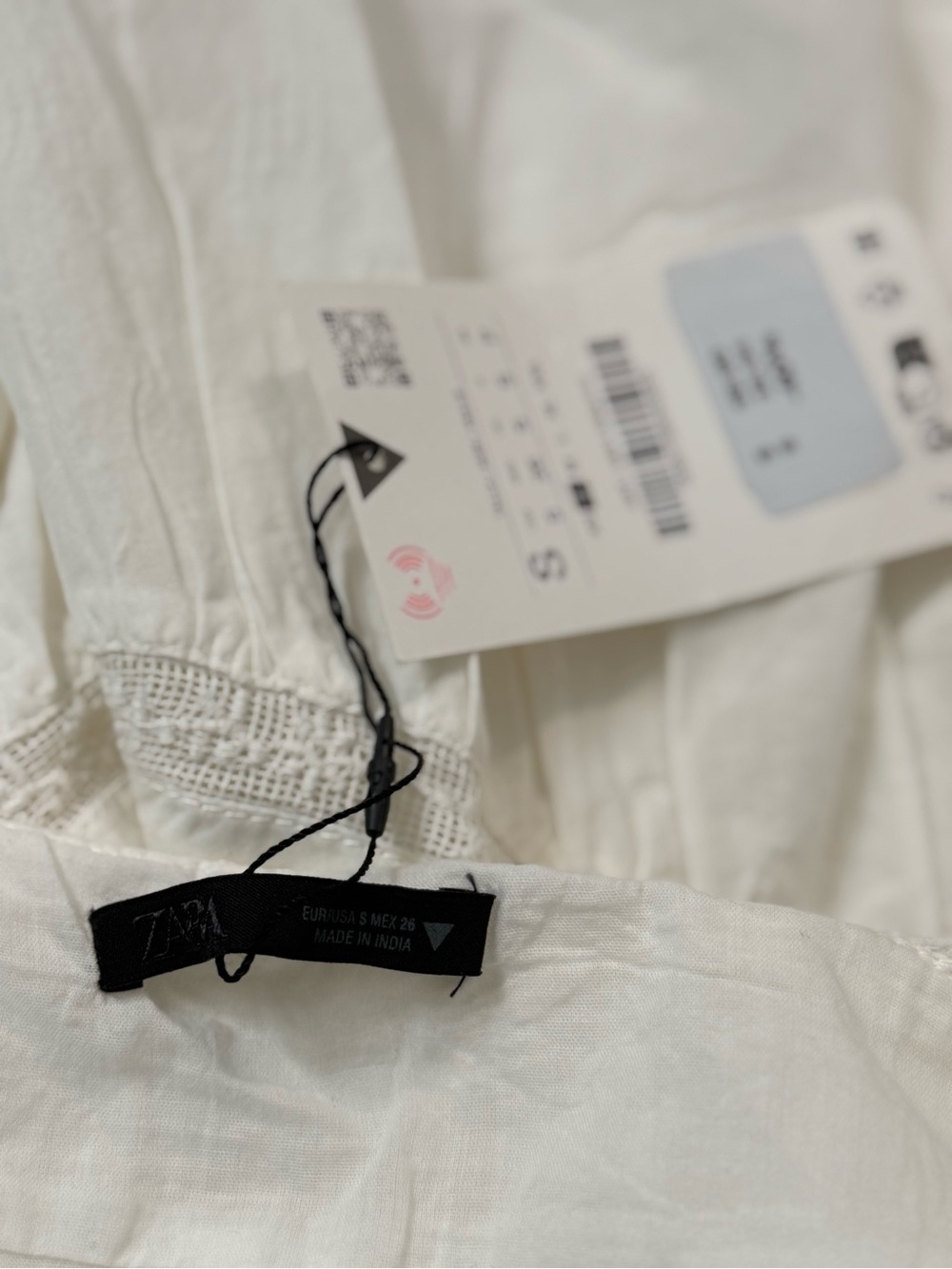 Zara Cream Lace-Trim Spaghetti Strap V-Neck Camisole Dress - Picture 5 of 6
